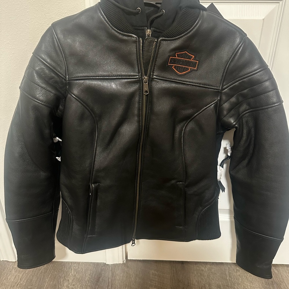 Harley-Davidson 3-in-1 Black and Orange Leather Riding Jacket